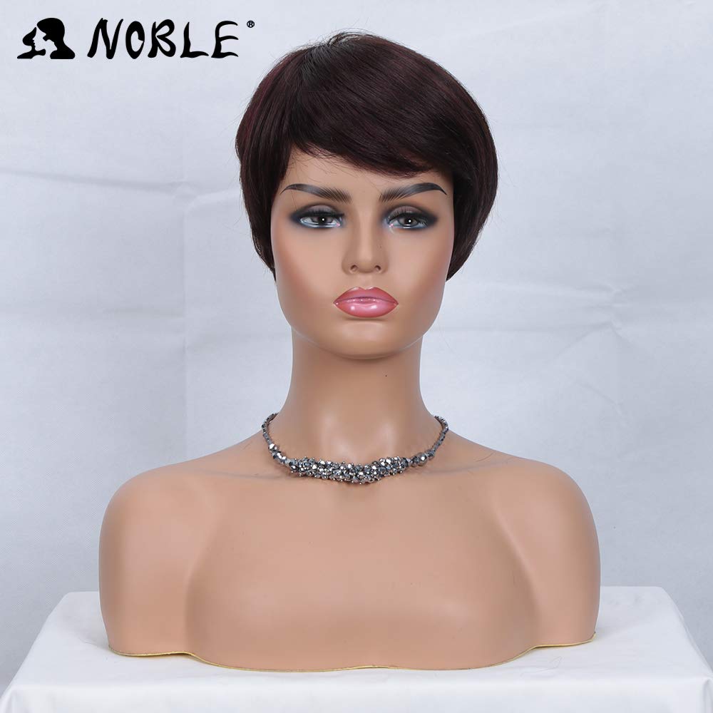 Amazon Com Noble Short Human Hair Wigs For Black Women Dark Wine