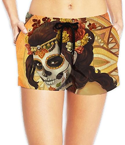 Artistic Sugar Skull Womens Sexy Summer Board Shorts Swim Pants Medium