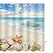 ABxinyoule Starfish Beach Shower Curtain Set Seashell Beach Theme Waterproof Polyester Fabric Bathroom Decor 72 x 72 inch