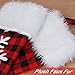 AerWo 2pcs Buffalo Plaid Christmas Stockings, Red and Black Buffalo Check Christmas Stocking, Triple Layers Christmas Snowflake Stockings with Faux Fur Cuff, 18 inch