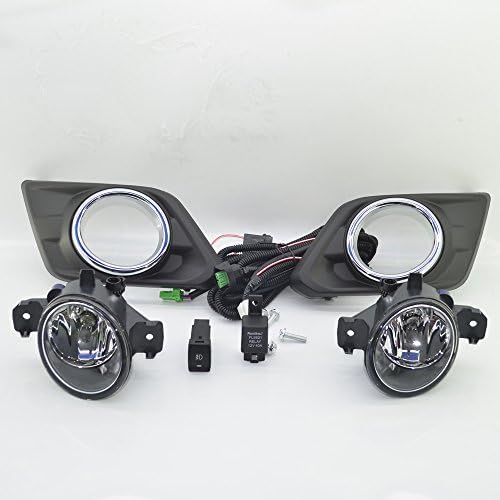 DILIDILI Fog Light Lamp for 2014 2015 2016 nissan Rogue Clear Colour H11 55W 64211L bulb &amp; 1Wire harness 2LAMP BEZEL