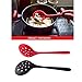 Luckycivia 2 PACK Silicone Slotted Spoon, Premium Silicone Perforated Spoon, Straining Ladle Plastic Skimmer Slotted Spoon, （Red and Black）