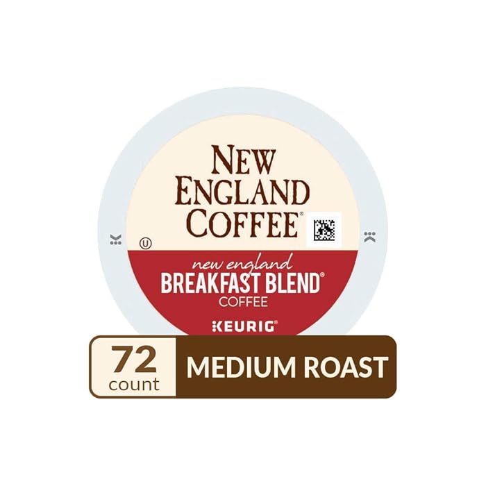 New England Coffee New England Breakfast Blend, Single Serve Coffee K Cup Pods, Medium Roast, 12Count (Pack Of 6)