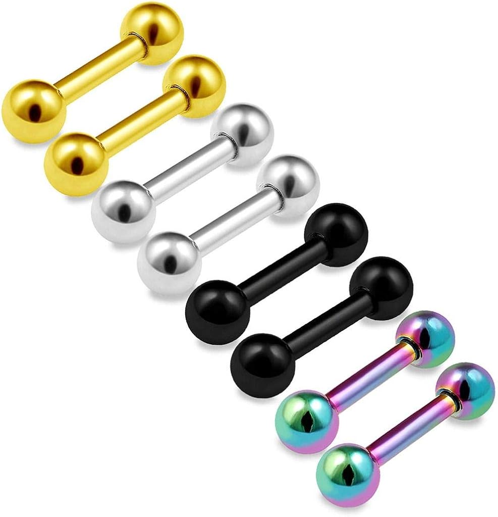 8pcs 16g Barbell Earring Cartilage Stud Vertical Anti Tragus Triple