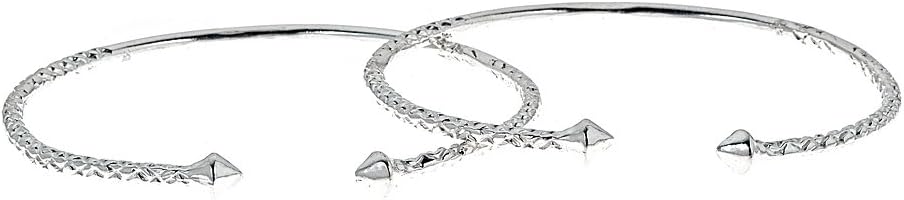 Better Jewelry INCSolid .925 Sterling Silver Slim Cone West Indian Bangles (pair) MADE IN USA