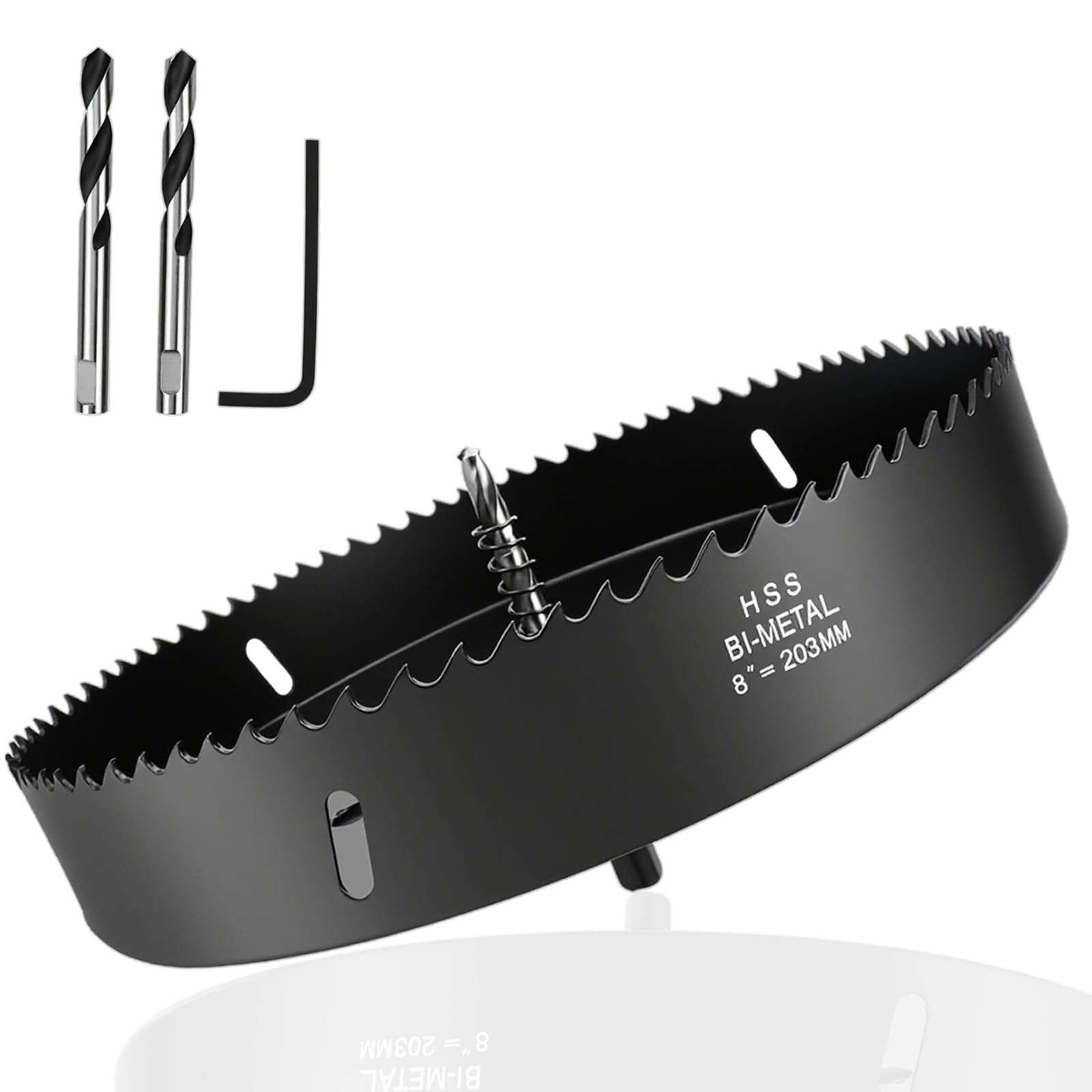 Photo 1 of Rannb Hole Saw 8-inch Metal Hole Saw Kit Set Bi-Metal Hole Cutter Drill Bit with Sharp Teeth for Drilling Holes in Wood, Plastic, Drywall, PVC Boards