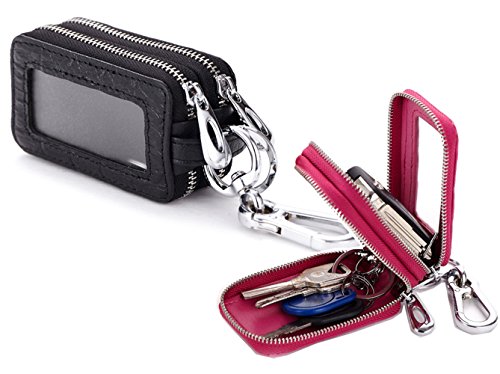 Isuperb key case car fob wallet leather zipper key hold…