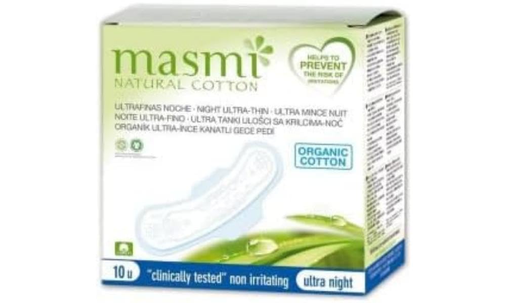 Masmi Natural Organic Cotton Pads Ultra Night (Pack of 10)