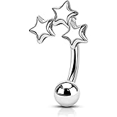 Agrewd Minimalist Star Rook Earrings, 16G Rook Eyebrow Jewelry, Stainless Steel Rook Eyebrow Piercing Jewelry Vertical Labret Stud