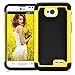 LG L70 Case, LG Optimus Exceed 2 Case, MagicMobile® [Dual Armor Series] Hybrid Impact Resistant LG L70 Shockproof Tough Case Hard Plastic Silicone Protective Cover for LG Optimus Realm [Black/Yellow]