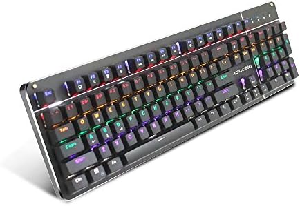 Rainbow Mechanical Keyboard-LED Backlit Wired Gaming Keyboard-104 Keys Vintage Metal Panel-with A Free Full Set of Keycap (Black Colorful)
