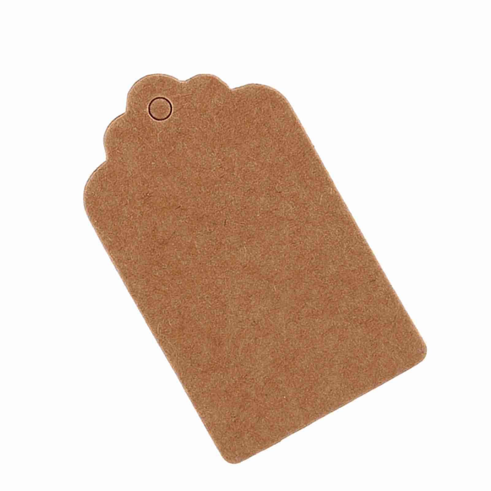 Kraft Paper Gift Tags, 5 x 3 cm, Scallop Label, Blank Name Cards, 100 Pack