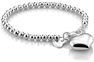 H&Beautimer 925 Sterling Silver 4-10MM Ball Chain Bracelet For Women's - Italian Handmade Bead Chain Bracelet 5''5.7''6.3''6.7''7.5''8''8.3''8.5''9 Inch Rose Gold Party Jewelry