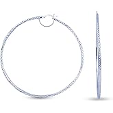 Charmsy 925 Sterling Silver LARGE Lightweight Round Click-Top Big Hoop Earrings for Women 50mm - 80mm Diameter