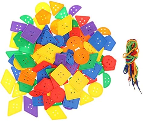 Juguete De Botones De Formas Geometricas Coloridos Enhebrado Y Atado Con Cuerda Juego Educativo Para Ninos Amazon Es Oficina Y Papeleria