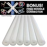 Oodles of Noodles Deluxe Foam Pool Swim Noodles - 6 Pack White 52 Inch Wholesale Pricing Bulk Pack and Free Connector