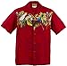 WinnieFashion AlohaParrot Hawaiian Shirt in (100% Cotton) Red (L)