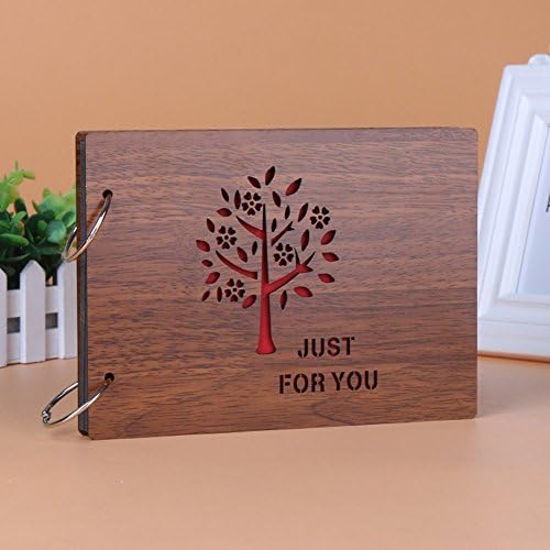 Wesell DIY Photo Album 8 X 6 inches Black Pages Wood Scrapbook for Wedding Couples Graduation Travel Our Adventures Memory (just for you)