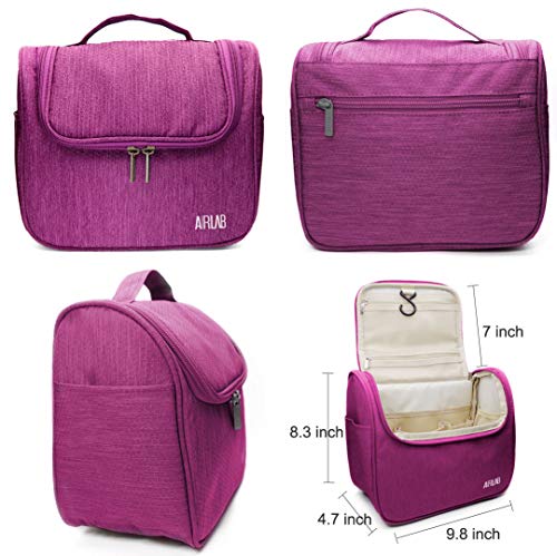 Toiletry Bag for Women, Airlab Hanging Large Travel Makeup bag/Cosmetic Bag with Handle and Hook, Travel Organizer for Men and Women,Pink 6 Toiletry Bag for Women, Airlab Hanging Large Travel Makeup bag/Cosmetic Bag with Handle and Hook, Travel Organizer for Men and Women,Pink