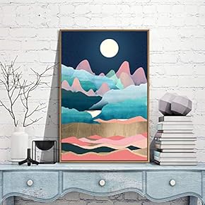 Framed Canvas Wall Art for Living Room, Bedroom Nordic Style Mountains Canvas Prints for Modern Home Decoration Ready to Hang - 16"x24" inches