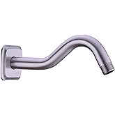 TRUSTMI Angled Shower Arm with Flange, 8-Inches Curved Stainless Steel Extension for Shower Head, 1/2-Inch NPT, Brushed Nicke