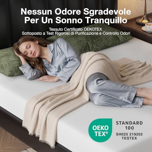 Novilla Mattress 90 x 200 cm, Single Mattress, Height 20 cm, Gel Memory Foam, Breathable Bamboo Fibre, Perfect Support, Skin Friendly, Medium Solid