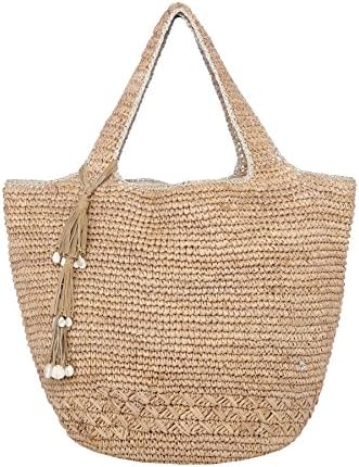 Florabella Tahoe Raffia Tote Beach Bag Almond One