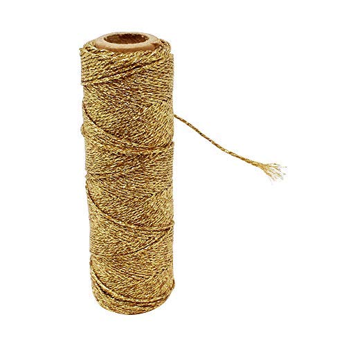 Just Artifacts Eco Metallic Bakers Twine 55yd 11 Ply Solid Gold - Decorative Bakers Twine for DIY Crafts and Gift Wrapping