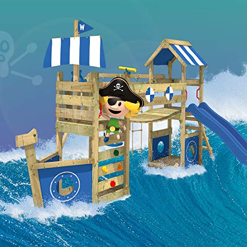 WICKEY Spielturm Klettergerüst StormFlyer mit Schaukel & Blauer Rutsche, Outdoor Kinder Kletterturm mit Sandkasten… – Bild 5