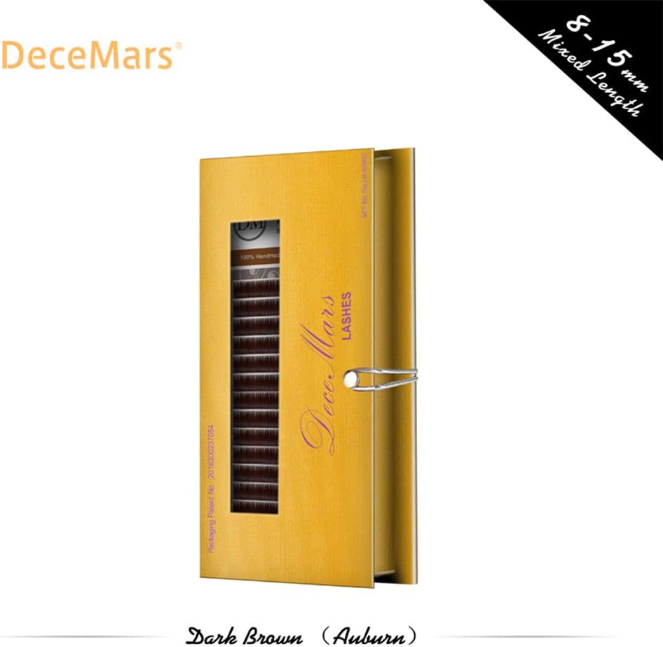 DeceMars Dark Brown Eyelash Extension JBCD Curl 8-16 Mix length Individual Auburn Eyelash Extension Brown Lash for Salon Use