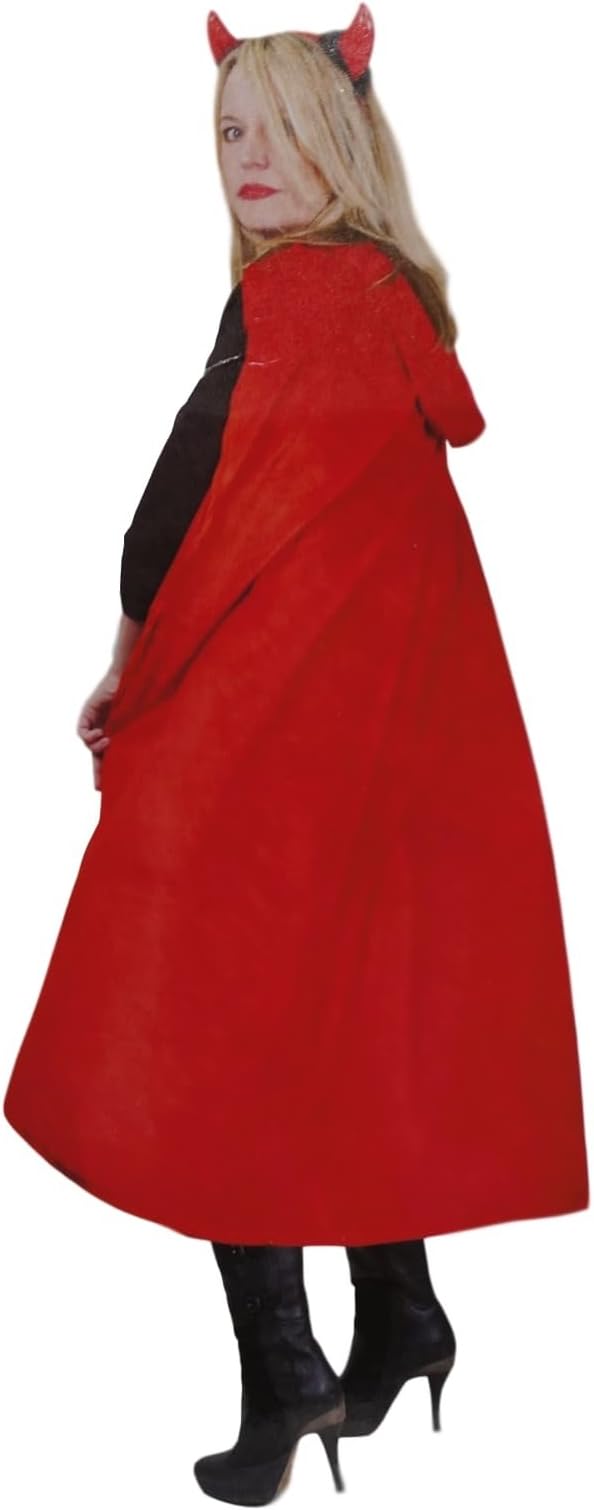 Deluxe Devilish Red Cape with Horns Halloween Costume Set