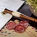 Wooden Calligraphy Oblique Nib Pen Holder with White Horn, Gold Lining, Thick Grip, and Removable Multi-fit Brass Flange Dip Pen with Online Content by Penmen United