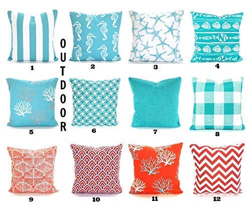 Amazon Com Outdoor Pillow Covers Aqua Coral Decorative Throw