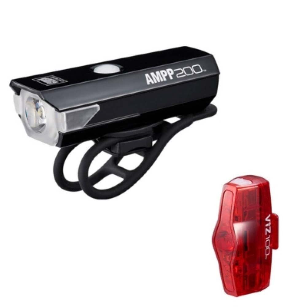 CatEye AMPP 200 / VIZ 100 Bike Light Set: Front (200 Lumens) and Rear (100 Lumens) USB Rechargeable Lights