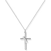 Zikichiky Silver Cross Necklace for Women Dainty Cross Choker Pendant Necklace with FAITH POWER Engraved Silver Jewelry Faith Gift for Christian Religious Christmas