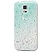 Mavis's Diary S5 Case,Samsung Galaxy S5 G900 Case 3D Handmade Bling Crystal Shiny Rhinestone Diamonds Special Hollow Floral Gradient Pattern Hard PC Cover Clear Case with Flower Dust Plug & Stylus