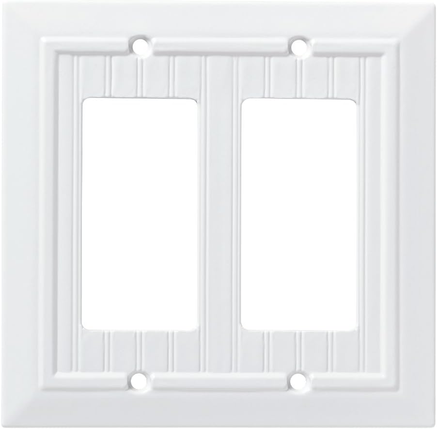 Franklin Brass W35272-PW-C Classic Beadboard Double Decorator Wall Plate/Switch Plate/Cover, Pure White