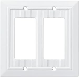 Franklin Brass W35272-PW-C Classic Beadboard Double Decorator Wall Plate/Switch Plate/Cover, Pure White