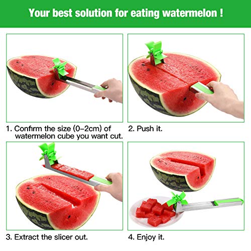4 pcs Watermelon Windmill Cutter Kit, MYRIANN Stainless Steel Fruit Slicer, Carving Knife, Peeler, Knife Tongs and Melon Baller, Security Vegetable tools Kitchen Gadgets FDA Approved - Thumbnail 5