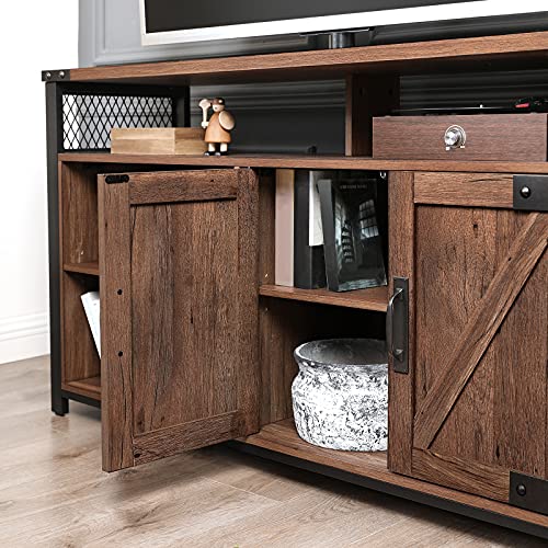 VASAGLE TV Stand for 55Inch TV with Barn Doors, Entertainment Center and TV Console, TV