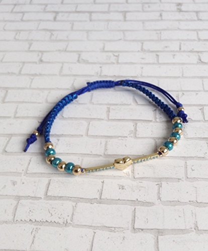 Valentines Bracelets for Women Adjustable Friendship Blue Heart Zirconia Connector