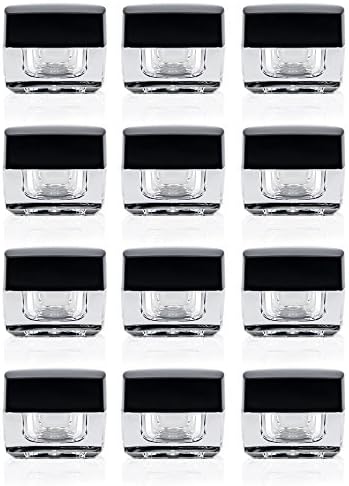 Cosmetic Acrylic Refillable best for cream 5ml. Black (PACK of 12) - cream jar container - travel cream jar