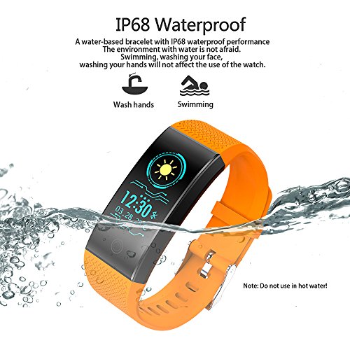 RONGT Waterproof Fitness Tracker with HD Colorful Screen, Fitness Activity Tracker Bands Bracelet for Kids Girls Men Women, Sports Swimming Gym Slim cycling Smart fitness tracker watch (orange)
