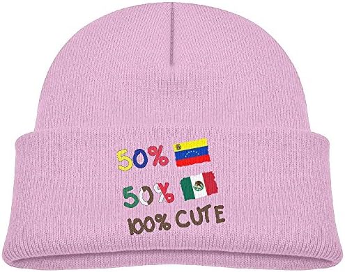VIEOP Kids 50 Venezuelan 50 Mexico 100 Cute Knit Beanie Skull Hat Winter Hat Beanies Cap Pink For Girls and Boys