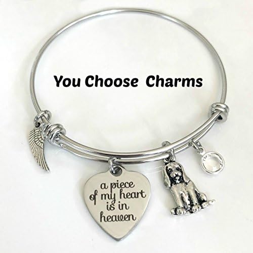 A Piece Of My Heart Is In Heaven Charm Bracelet Memorial Gift for Pet Loss - You Choose Charms