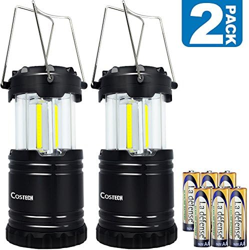 LED Camping Lantern, Costech Cob Light Ultra Bright Collapsible Lamp, Portable Hanging Flashlight for Outdoor Garden Hiking Fishing(2 Pack)