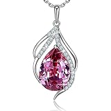 Sue's Secret Fuchsia Pink Teardrop of Angel Pendant Necklace Jewelry Gift with Crystals from Swarovski