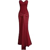 Rosegalette Womens Sexy Strapless Bodycon Corset Maxi Dress Sparkly Sequin Tie Waist Elegant Long Wedding Guest Dresses