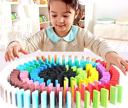 Seven Moon Good Quality Wooden Domino Run Board Building Blocks Educational Toys for Children Boy Girl Games Kids Gift - (Pack of 120 Pcs)