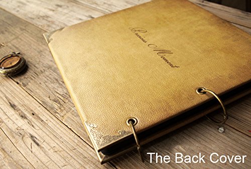 ToiM New DIY Album Wedding Scrapbook Vintage Photo Album Leatherette Cover DIY Retro and Elegant Handmade Album Self-paste Album (“Forever Memory”)